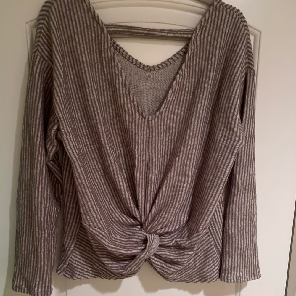 Olive green striped sweater